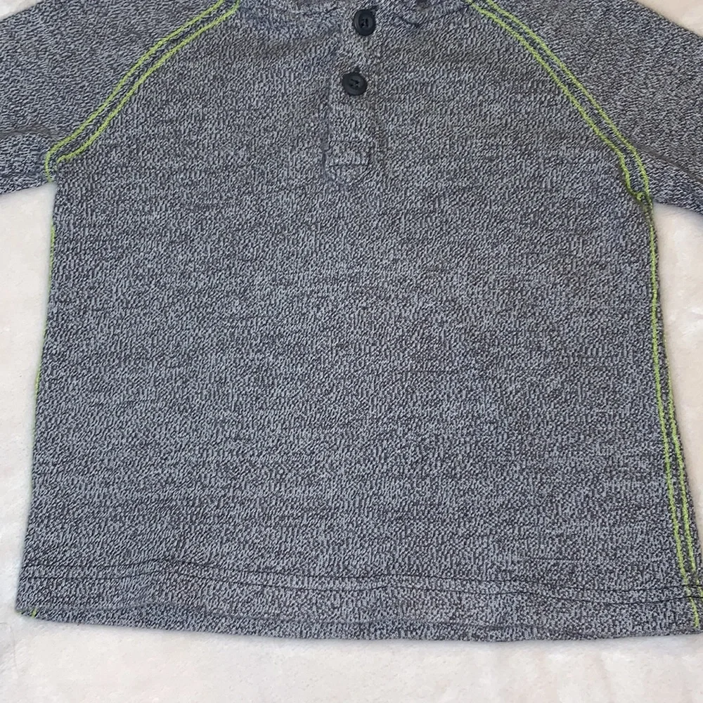 Gymboree Boys Gray Neon Green Hood Sweater 18-24